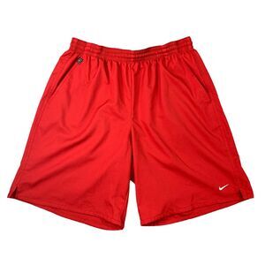 Nike Dri Fit Short Men L Large Red Elastic Drawstring Waist Lightweight Training